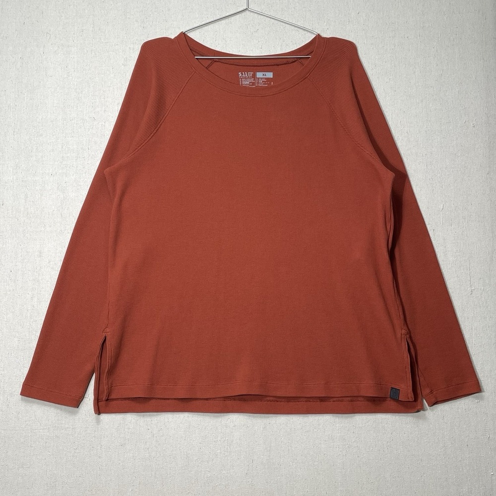 5.11 Tactical XL Thermal Long Sleeve Shirt Waffle Knit Rust Orange Outdoor - Picture 2 of 13
